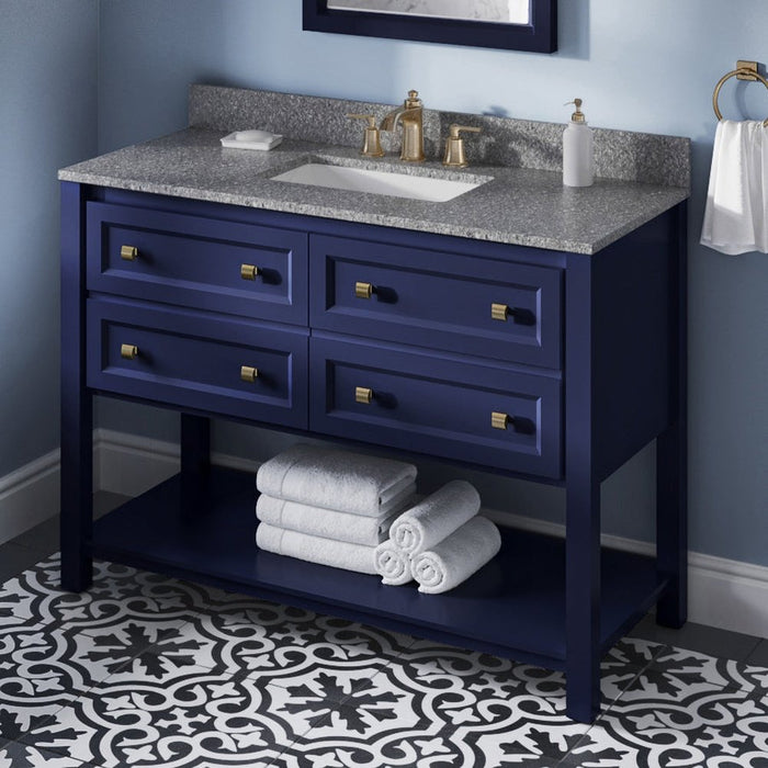 Jeffrey Alexander 48" Hale Blue Adler Vanity, Boulder Cultured Marble Vanity Top, undermount rectangle bowl