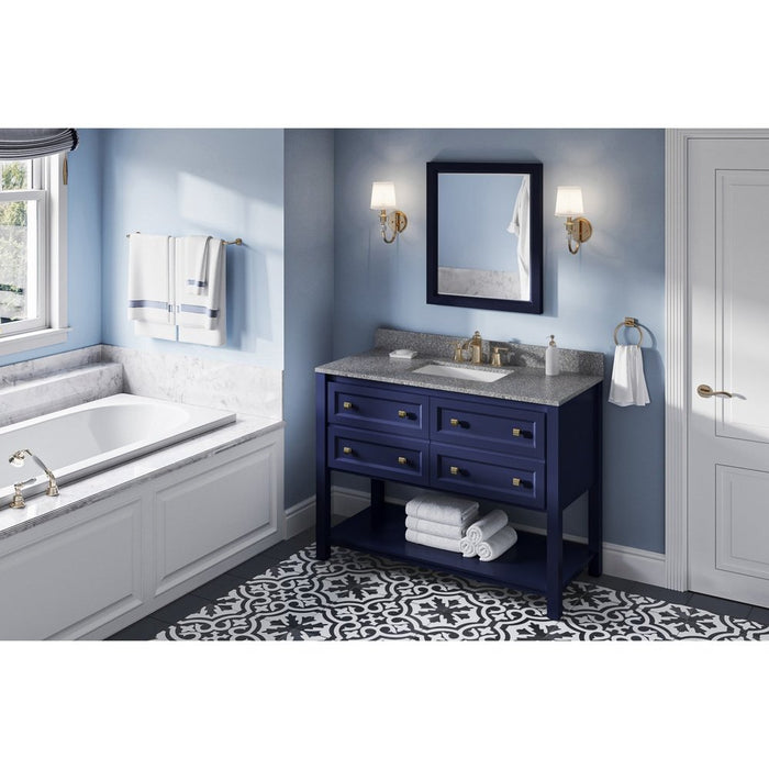 Jeffrey Alexander 48" Hale Blue Adler Vanity, Boulder Cultured Marble Vanity Top, undermount rectangle bowl