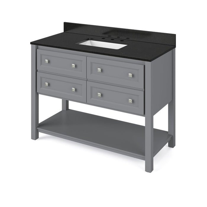 Jeffrey Alexander 48" Grey Adler Vanity, Black Granite Vanity Top, undermount rectangle bowl