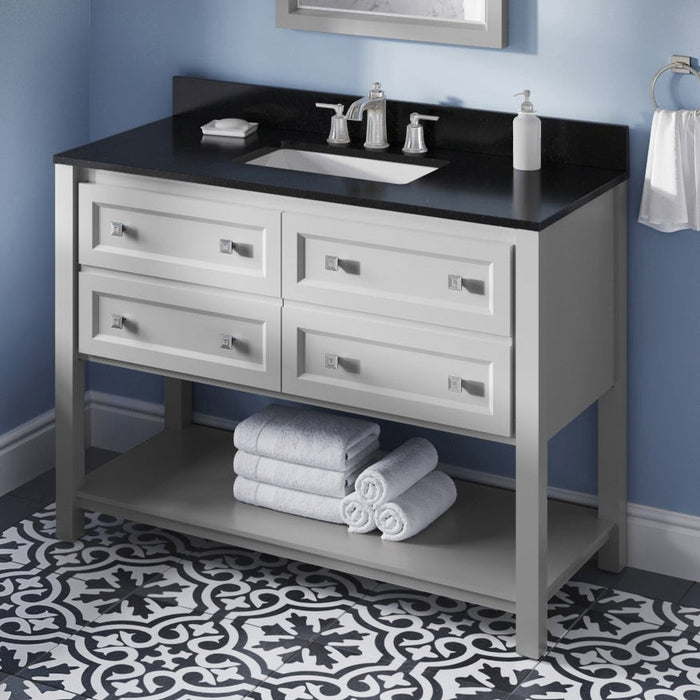 Jeffrey Alexander 48" Grey Adler Vanity, Black Granite Vanity Top, undermount rectangle bowl