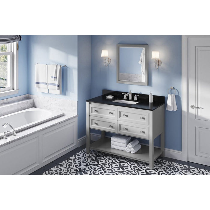 Jeffrey Alexander 48" Grey Adler Vanity, Black Granite Vanity Top, undermount rectangle bowl