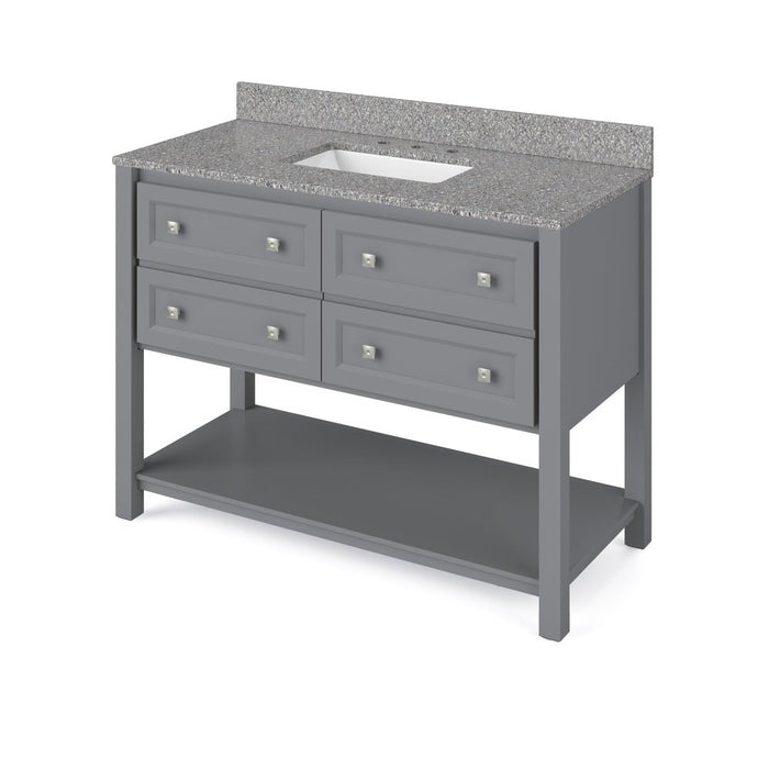 Jeffrey Alexander 48" Grey Adler Vanity, Boulder Cultured Marble Vanity Top, undermount rectangle bowl