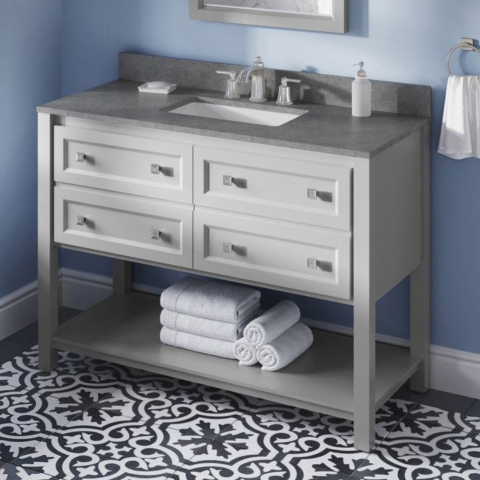 Jeffrey Alexander 48" Grey Adler Vanity, Steel Grey Cultured Marble Vanity Top, undermount rectangle bowl