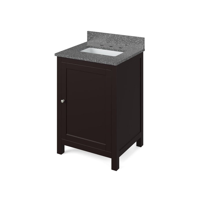 Jeffrey Alexander 24" Espresso Astoria Vanity, Boulder Cultured Marble Vanity Top, undermount rectangle bowl