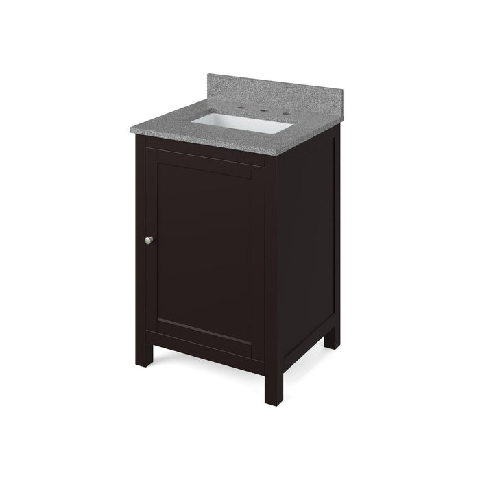 Jeffrey Alexander 24" Espresso Astoria Vanity, Steel Grey Cultured Marble Vanity Top, undermount rectangle bowl