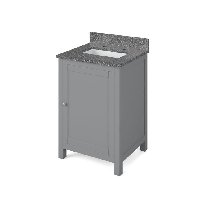 Jeffrey Alexander 24" Grey Astoria Vanity, Boulder Cultured Marble Vanity Top, undermount rectangle bowl