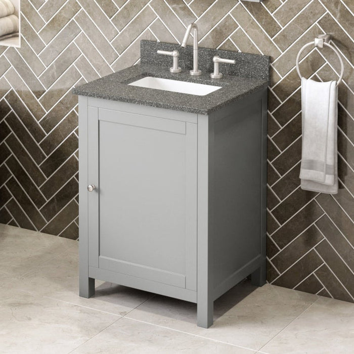 Jeffrey Alexander 24" Grey Astoria Vanity, Boulder Cultured Marble Vanity Top, undermount rectangle bowl