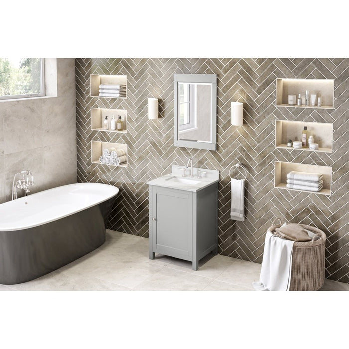 Jeffrey Alexander 24" Grey Astoria Vanity, Calacatta Vienna Quartz Vanity Top, undermount rectangle bowl