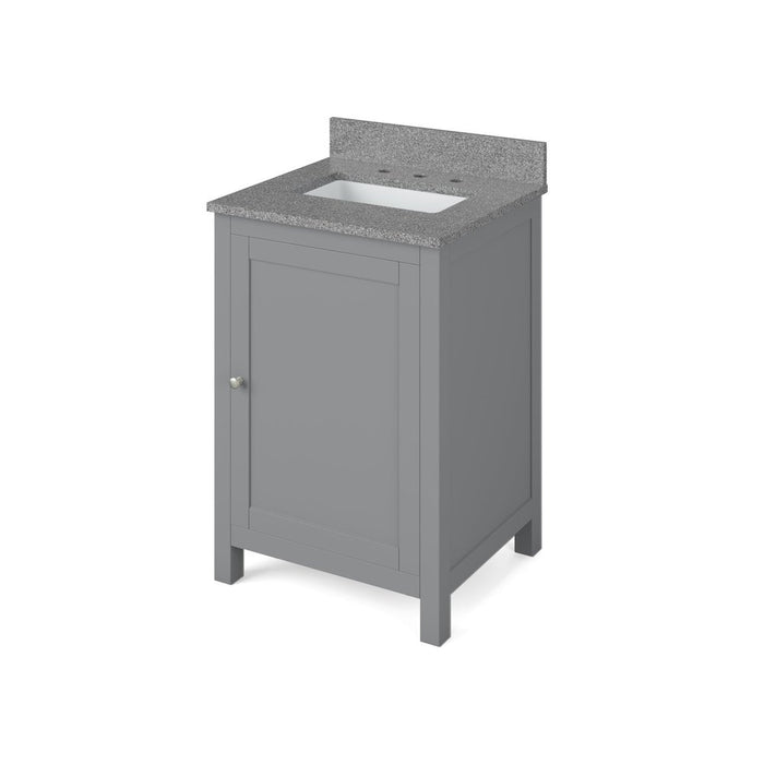 Jeffrey Alexander 24" Grey Astoria Vanity, Steel Grey Cultured Marble Vanity Top, undermount rectangle bowl