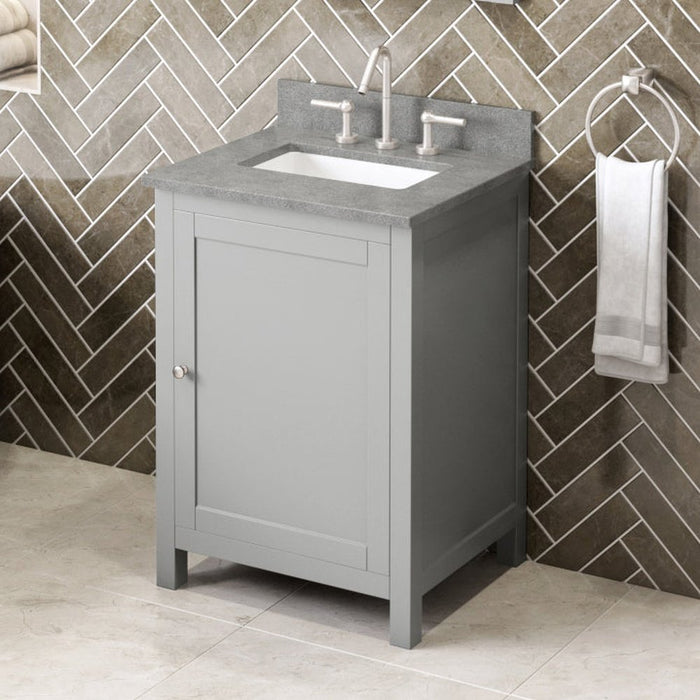 Jeffrey Alexander 24" Grey Astoria Vanity, Steel Grey Cultured Marble Vanity Top, undermount rectangle bowl