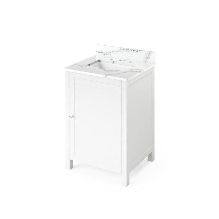 Jeffrey Alexander 24" White Astoria Vanity, Calacatta Vienna Quartz Vanity Top, undermount rectangle bowl