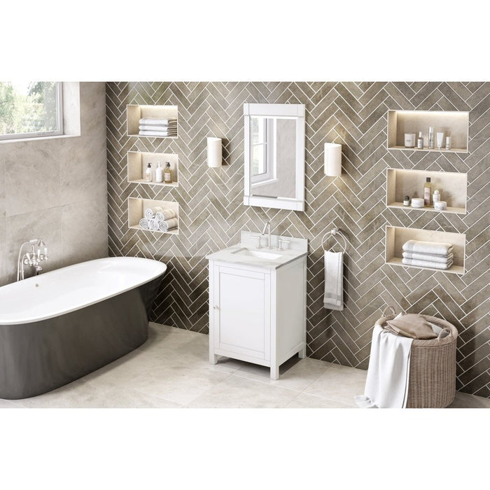 Jeffrey Alexander 24" White Astoria Vanity, Calacatta Vienna Quartz Vanity Top, undermount rectangle bowl