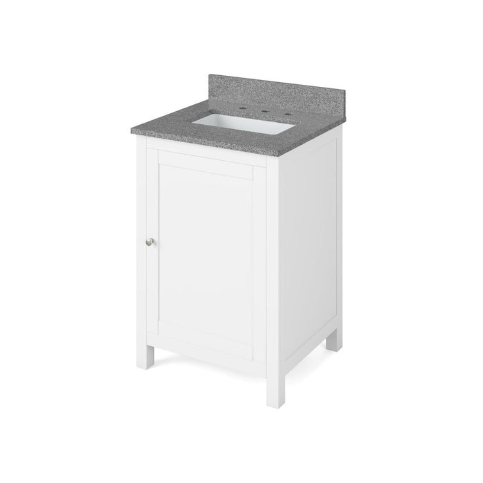 Jeffrey Alexander 24" White Astoria Vanity, Steel Grey Cultured Marble Vanity Top, undermount rectangle bowl