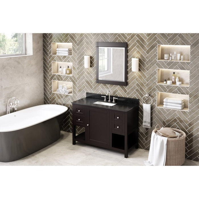 Jeffrey Alexander 48" Espresso Astoria Vanity, Black Granite Vanity Top, undermount rectangle bowl