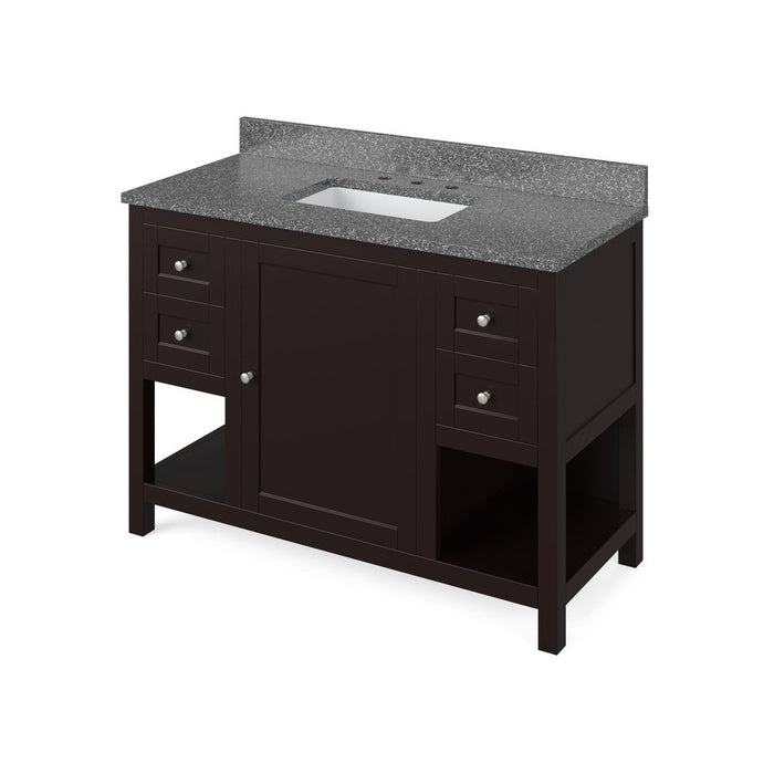 Jeffrey Alexander 48" Espresso Astoria Vanity, Boulder Cultured Marble Vanity Top, undermount rectangle bowl