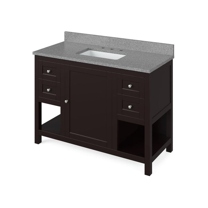 Jeffrey Alexander 48" Espresso Astoria Vanity, Steel Grey Cultured Marble Vanity Top, undermount rectangle bowl