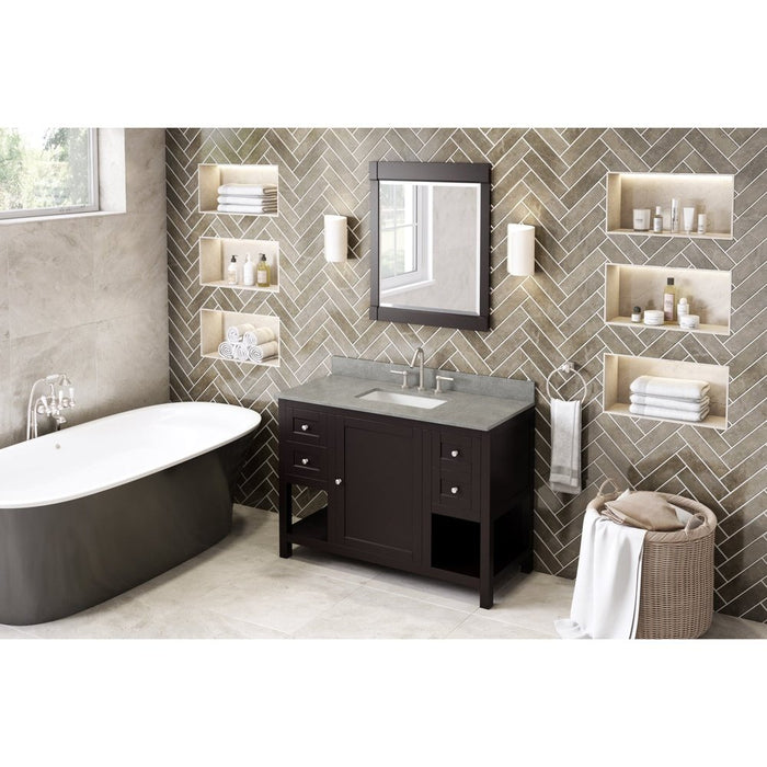 Jeffrey Alexander 48" Espresso Astoria Vanity, Steel Grey Cultured Marble Vanity Top, undermount rectangle bowl