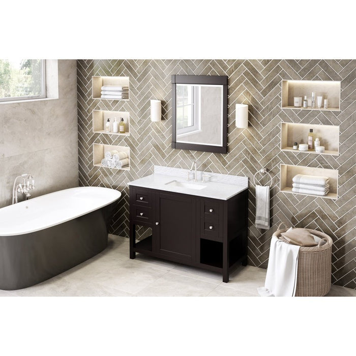 Jeffrey Alexander 48" Espresso Astoria Vanity, White Carrara Marble Vanity Top, undermount rectangle bowl