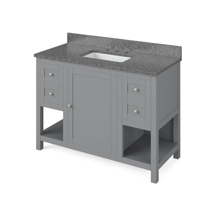 Jeffrey Alexander 48" Grey Astoria Vanity, Boulder Cultured Marble Vanity Top, undermount rectangle bowl