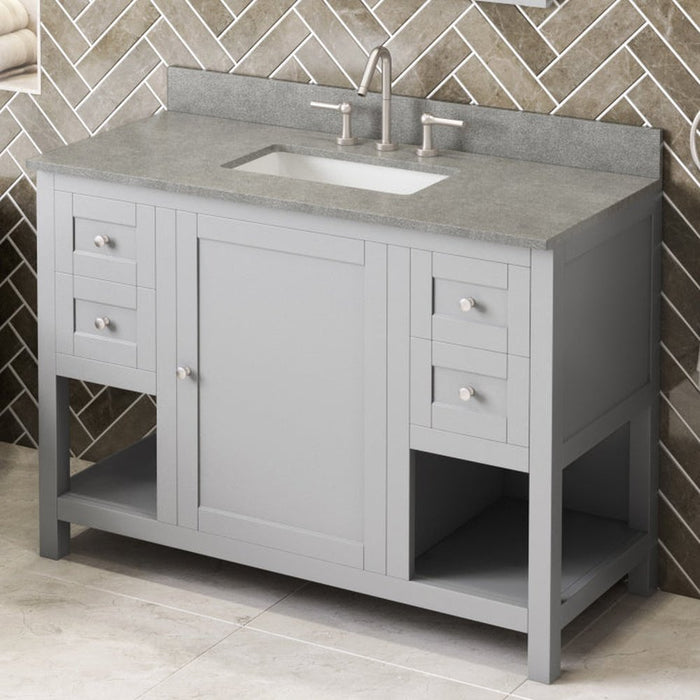 Jeffrey Alexander 48" Grey Astoria Vanity, Steel Grey Cultured Marble Vanity Top, undermount rectangle bowl