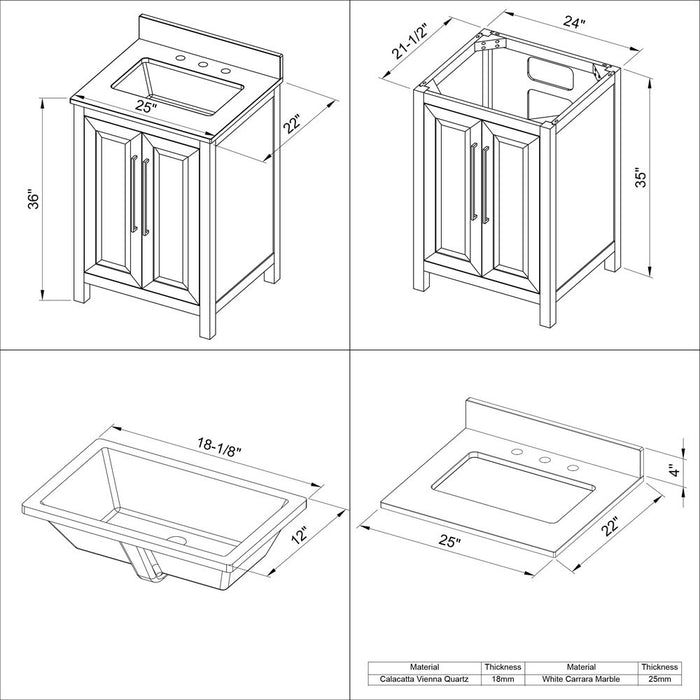 Jeffrey Alexander 24" Black Cade Vanity