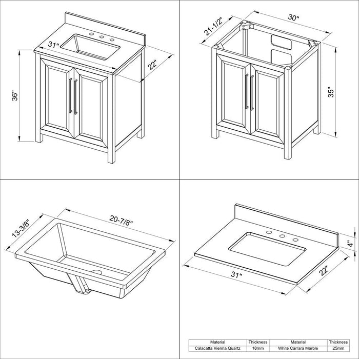 Jeffrey Alexander 30" Grey Cade Vanity