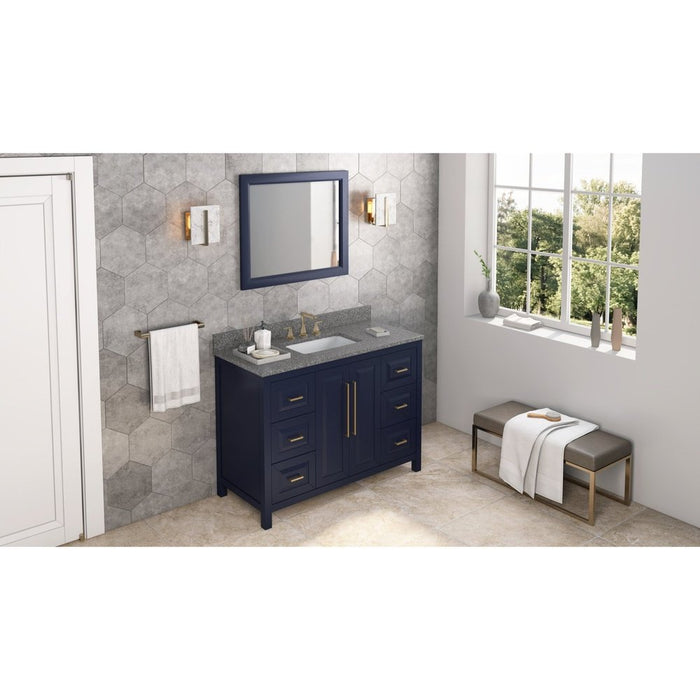 Jeffrey Alexander 48" Hale Blue Cade Vanity, Boulder Cultured Marble Vanity Top, undermount rectangle bowl