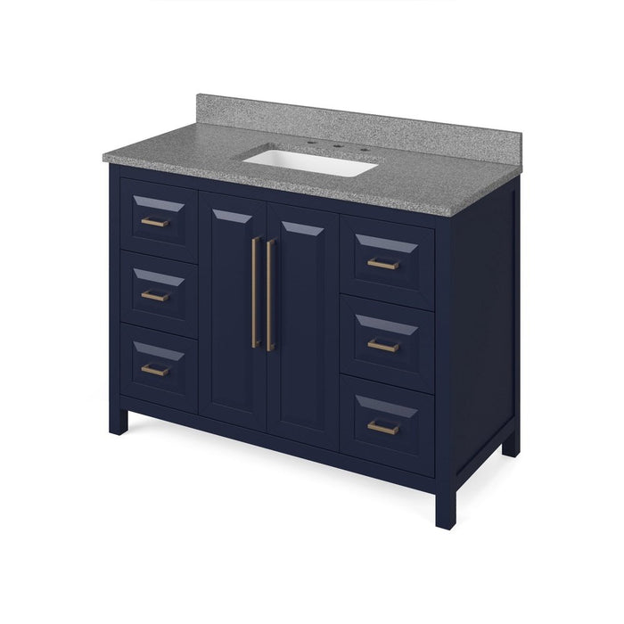 Jeffrey Alexander 48" Hale Blue Cade Vanity, Steel Grey Cultured Marble Vanity Top, undermount rectangle bowl