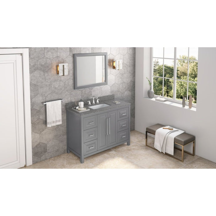 Jeffrey Alexander 48" Grey Cade Vanity, Boulder Cultured Marble Vanity Top, undermount rectangle bowl