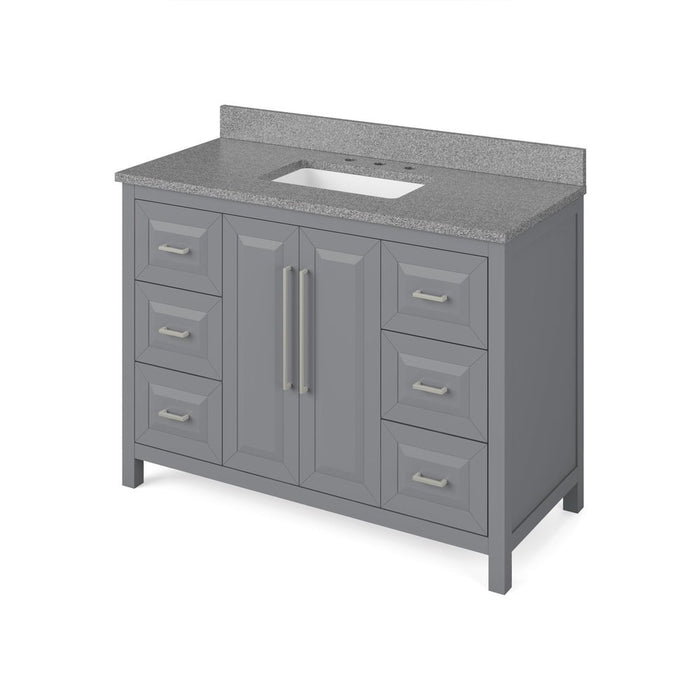 Jeffrey Alexander 48" Grey Cade Vanity, Steel Grey Cultured Marble Vanity Top, undermount rectangle bowl