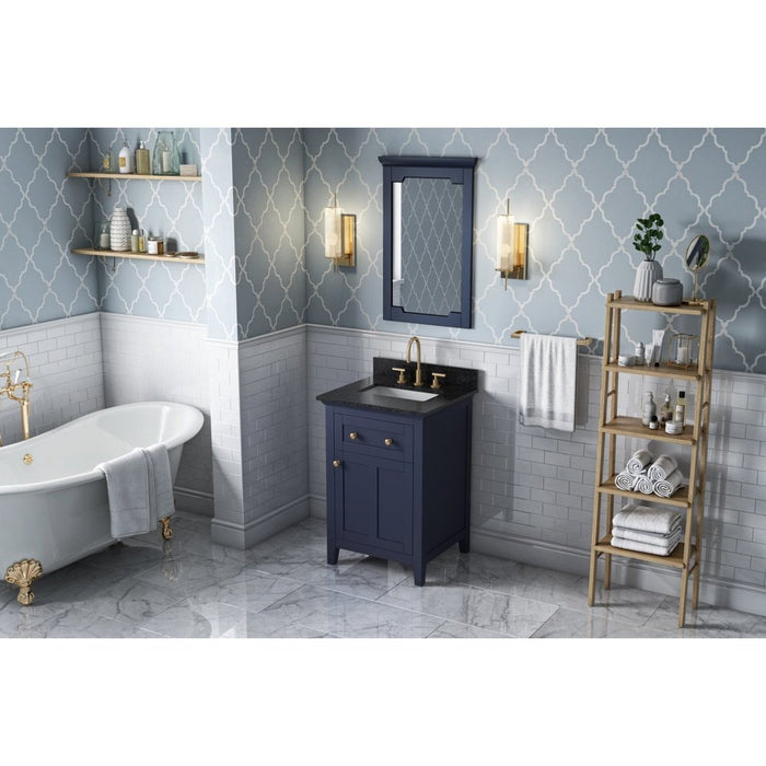 Jeffrey Alexander 24" Hale Blue Chatham Vanity, Black Granite Vanity Top, undermount rectangle bowl