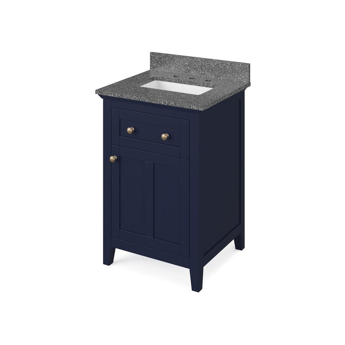 Jeffrey Alexander 24" Hale Blue Chatham Vanity, Boulder Cultured Marble Vanity Top, undermount rectangle bowl