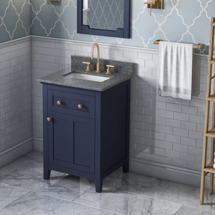 Jeffrey Alexander 24" Hale Blue Chatham Vanity, Boulder Cultured Marble Vanity Top, undermount rectangle bowl