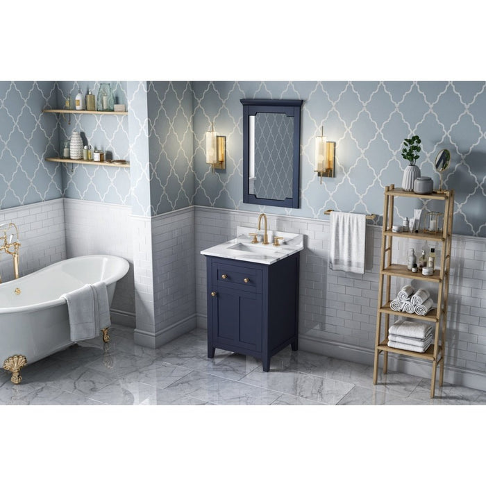 Jeffrey Alexander 24" Hale Blue Chatham Vanity, Calacatta Vienna Quartz Vanity Top, undermount rectangle bowl