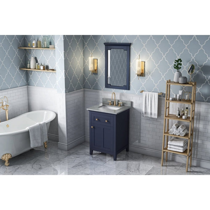 Jeffrey Alexander 24" Hale Blue Chatham Vanity, Steel Grey Cultured Marble Vanity Top, undermount rectangle bowl