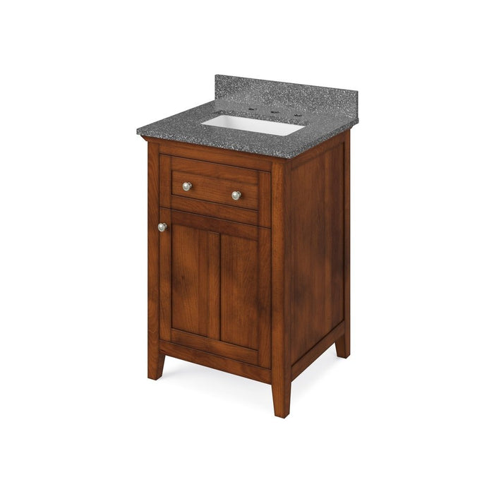 Jeffrey Alexander 24" Chocolate Chatham Vanity, Boulder Cultured Marble Vanity Top, undermount rectangle bowl