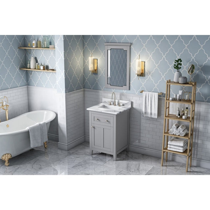 Jeffrey Alexander 24" Grey Chatham Vanity, Calacatta Vienna Quartz Vanity Top, undermount rectangle bowl