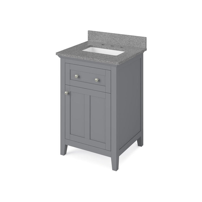 Jeffrey Alexander 24" Grey Chatham Vanity, Steel Grey Cultured Marble Vanity Top, undermount rectangle bowl