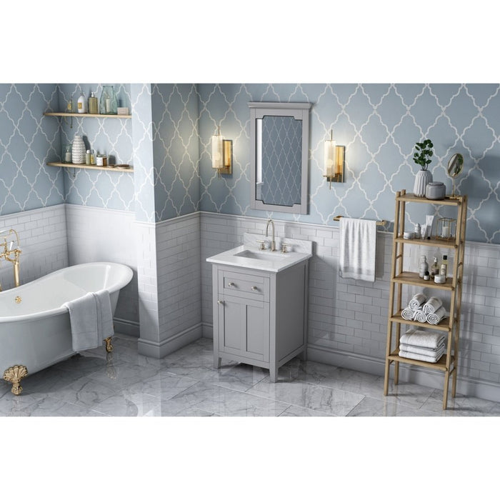 Jeffrey Alexander 24" Grey Chatham Vanity, White Carrara Marble Vanity Top, undermount rectangle bowl