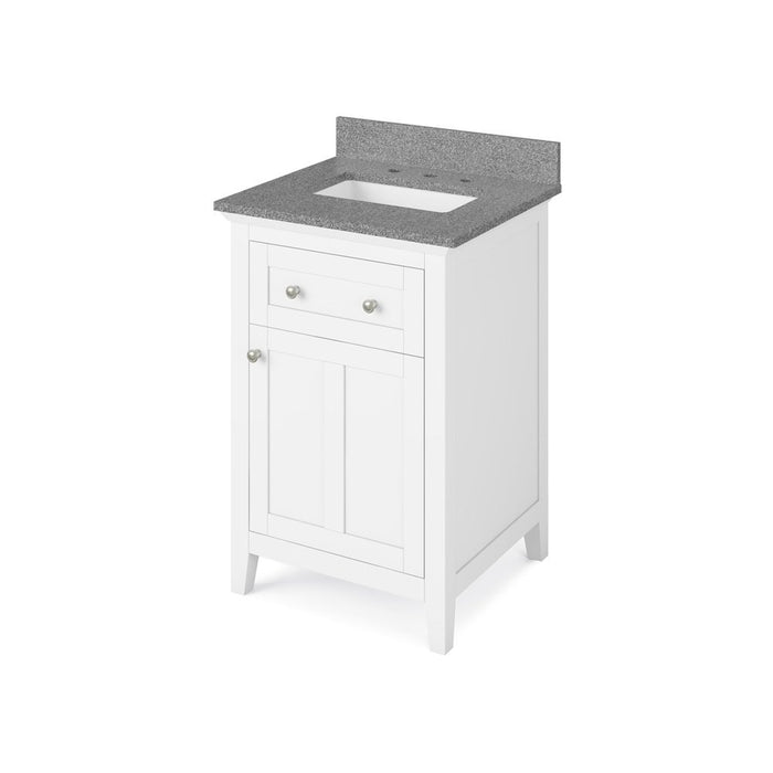 Jeffrey Alexander 24" White Chatham Vanity, Steel Grey Cultured Marble Vanity Top, undermount rectangle bowl