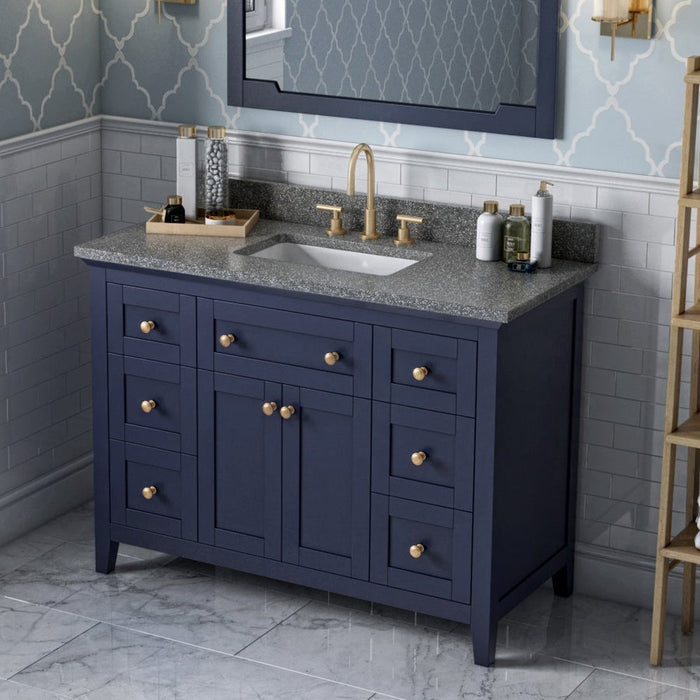 Jeffrey Alexander 48" Hale Blue Chatham Vanity, Boulder Cultured Marble Vanity Top, undermount rectangle bowl