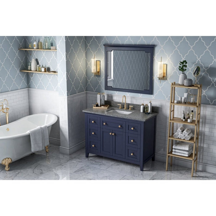 Jeffrey Alexander 48" Hale Blue Chatham Vanity, Boulder Cultured Marble Vanity Top, undermount rectangle bowl