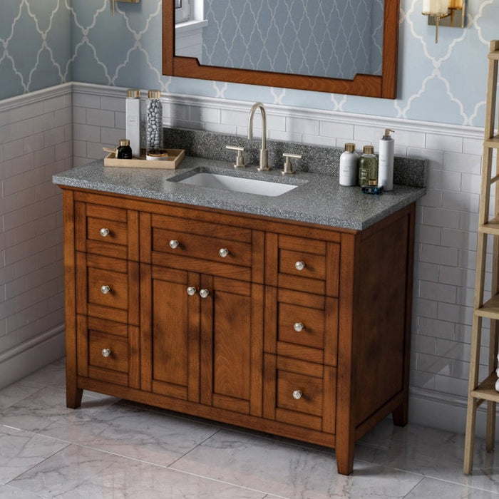 Jeffrey Alexander 48" Chocolate Chatham Vanity, with Vanity Top, undermount rectangle bowl