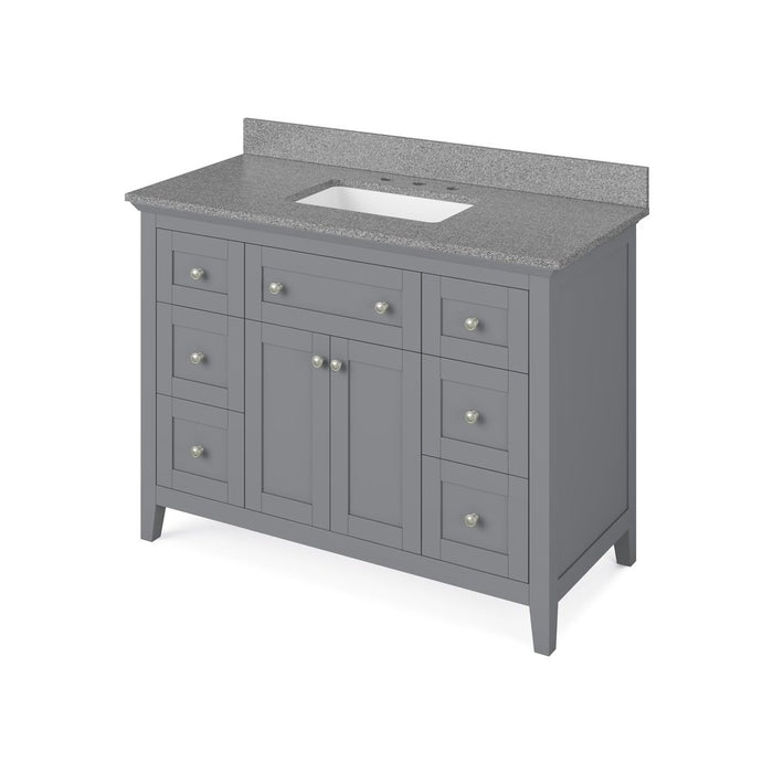 Jeffrey Alexander 48" Grey Chatham Vanity, Steel Grey Cultured Marble Vanity Top, undermount rectangle bowl