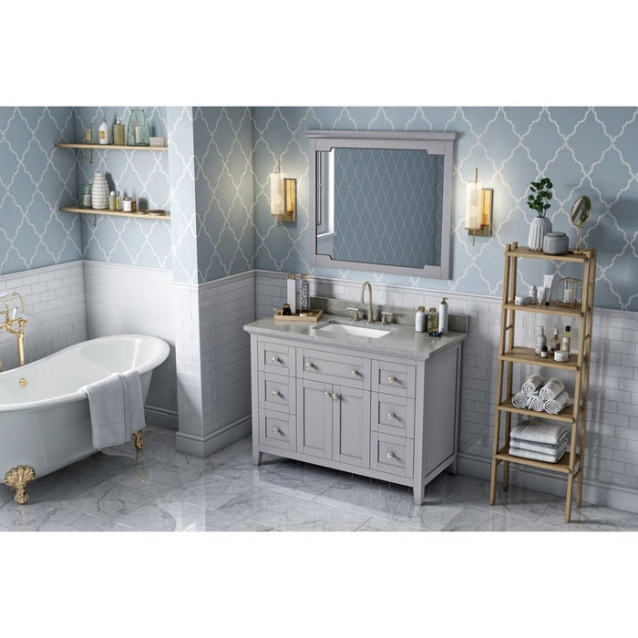 Jeffrey Alexander 48" Grey Chatham Vanity, Steel Grey Cultured Marble Vanity Top, undermount rectangle bowl