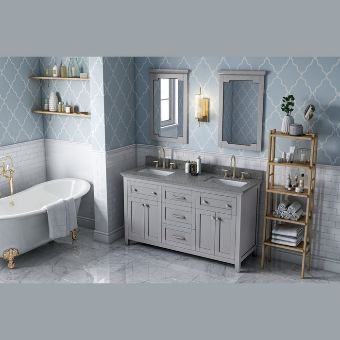 Jeffrey Alexander 60" Grey Chatham Double Vanity, with two undermount rectangle bowls