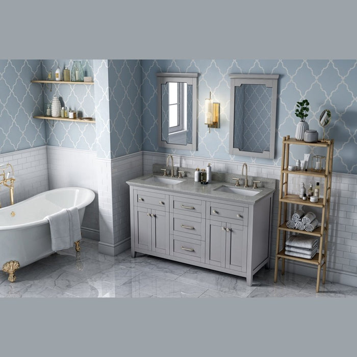 Jeffrey Alexander 60" Grey Chatham Double Vanity, with two undermount rectangle bowls