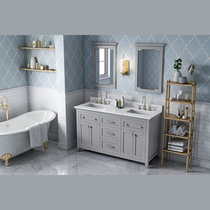 Jeffrey Alexander 60" Grey Chatham Double Vanity, with two undermount rectangle bowls