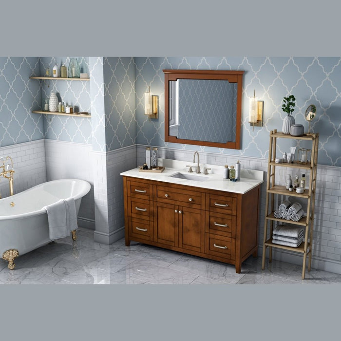 Jeffrey Alexander 60" Chocolate Chatham Vanity, Calacatta Vienna Quartz Vanity Top, undermount rectangle bowl