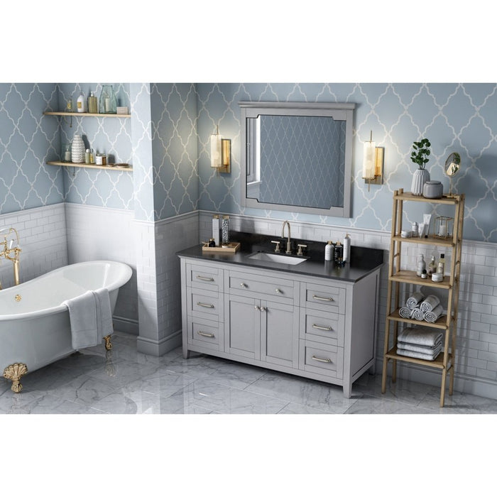 Jeffrey Alexander 60" Grey Chatham Single Vanity, with undermount rectangle bowl